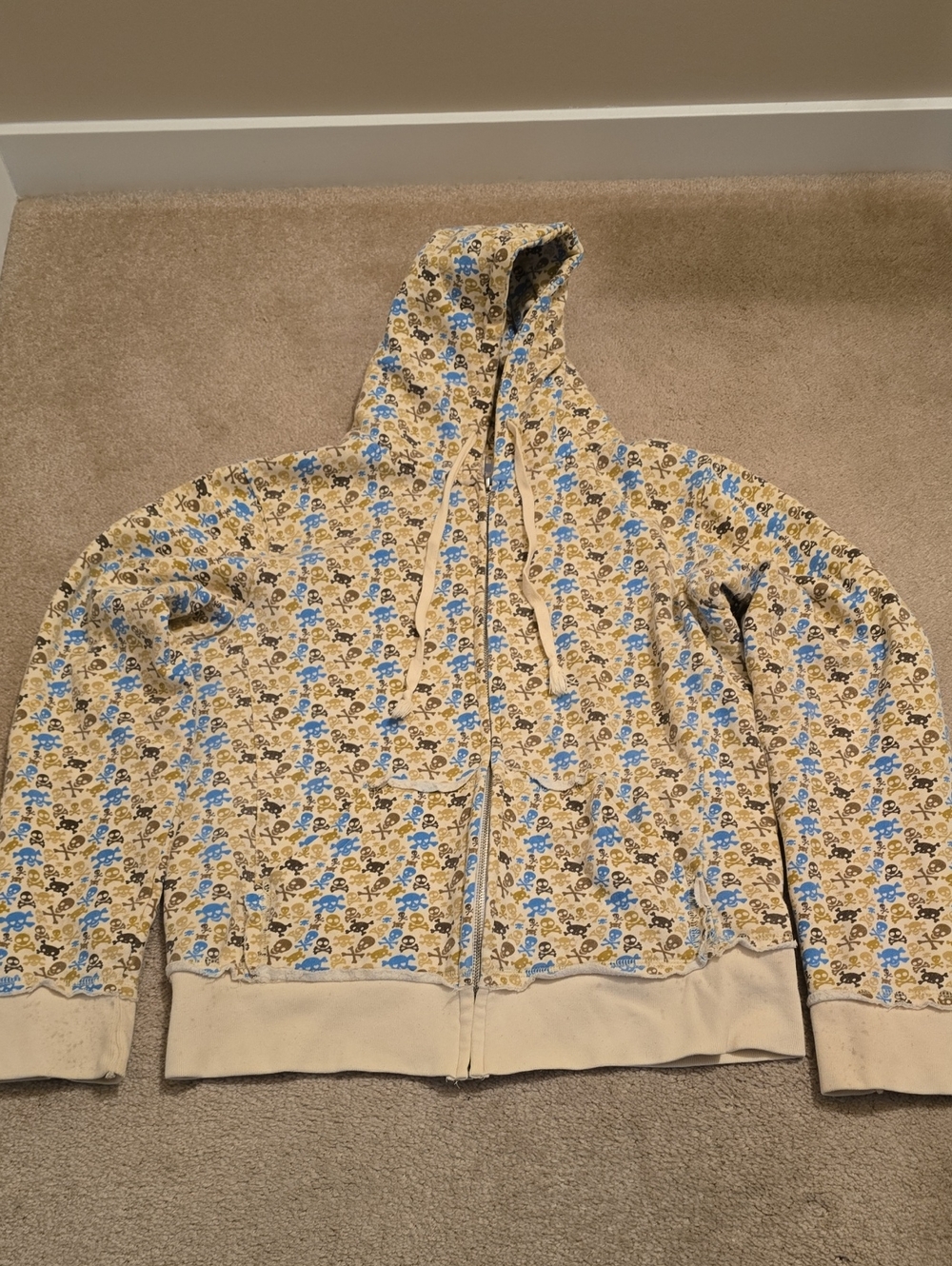 VTG 2007 Disneyland x Loungefly Y2K Skull Hoodie XXL All Over Print Rare